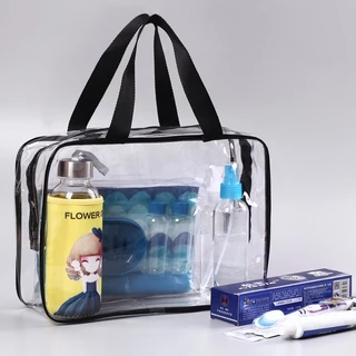 กระเป๋าแต่งหน้า PVC ใส ขนาดใหญ่ กันน้ำ 100% | กระเป๋าเก็บเครื่องสำอาง/ของใช้ในห้องน้ำ สำหรับผู้หญิง ฤดูร้อน 2025