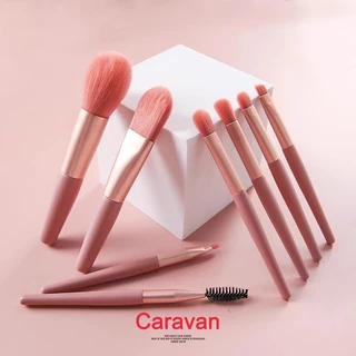 Caravan Crew Makeup Brush ชุดแปรงแต่งหน้า แปรงเครื่องสําอาง ขนแปรงนุ่มปลอดภัยไม่แพ้ แบบพกพา8ชิ้น พกพาสะดวก