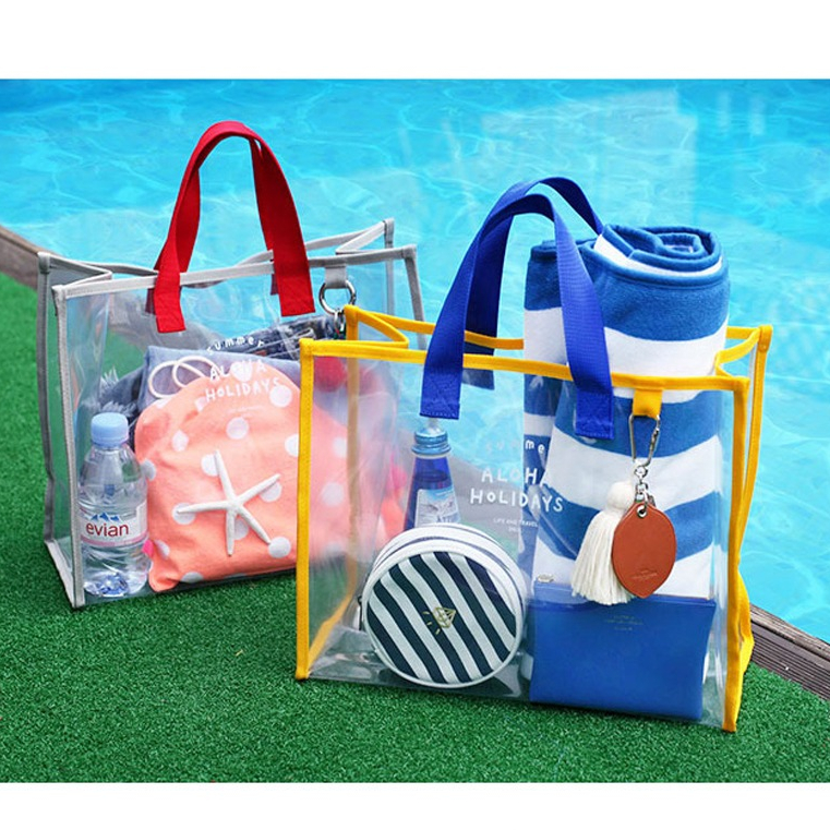 กระเป๋าเจลลี่ใส Jelly Bag ขนาดใหญ่ความจุ 8-10 ชุด กันน้ำ 100% สำหรับใส่ชุดว่ายน้ำ/เสื้อผ้าสกปรก พกพาง่าย มีซิปกันน้ำ