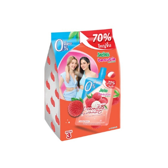 เจเล่บิวตี้ 0% น้ำตาล ลิ้นจี่ 240 กรัม (แพ็ก 3 ชิ้น)
