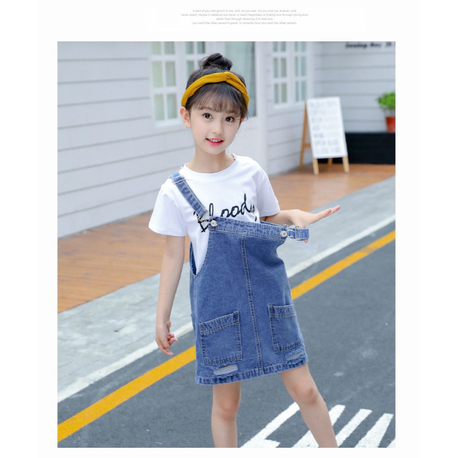 เอี๊ยมกระโปรงยีนส์เด็ก เอี้ยมกระโปรงยีนส์ แต่งขาด ทรงน่ารัก แฟชั่นน่าร้อน #41411 - รูปที่ 5