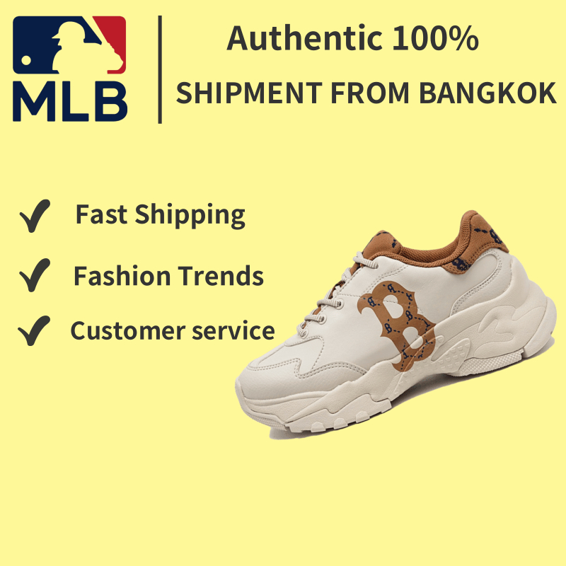 🎀ของแท้100% MLB Big Ball Chunky Dia Monogram Sneakers รองเท้าผ้าใบ men and women casual shoes shop พร้อมส่ง