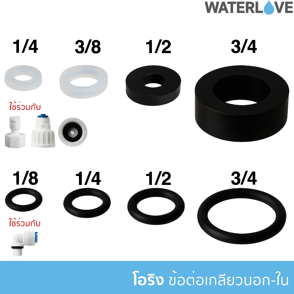 ซีลยางกับซึม โอริง ยางโอริง สำหรับข้อต่อเกลียวใน เกลียวนอก ท่อน้ำ ขนาด 1 หุน 2 หุน 3 หุน 4 หุน