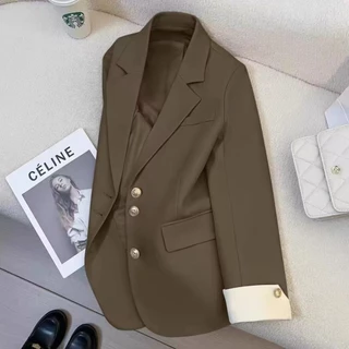 SUIT-22🪻เสื้อเบลเซอร์ แต่งปลายแขนเสื้อ ตัวใหญ่ สไตล์เกาหลี โอเวอร์ไซซ์ ผู้หญิง เสื้อแฟชั่น กระดุม 3เม็ดทรงสวย ใส่ทำงาน🪻