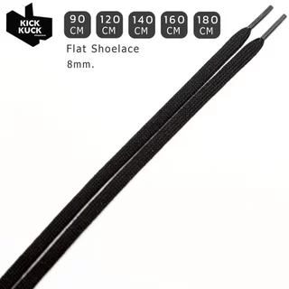 (หนา2ชั้น ไม่บาง พรีเมี่ยม) KICKKUCK (คิกคัก) เชือกรองเท้าสีดำ (black) (แบบแบน)FLAT ความยาว 90,120.140,160,180 cm.