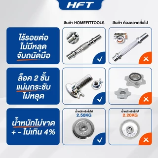 HFT ดัมเบลปรับน้ำหนัก 50kg. Dumbbell ดัมเบล ยกน้ำหนัก อุปกรณ์ออกกำลังกาย สีโครเมี่ยม - Homefittools