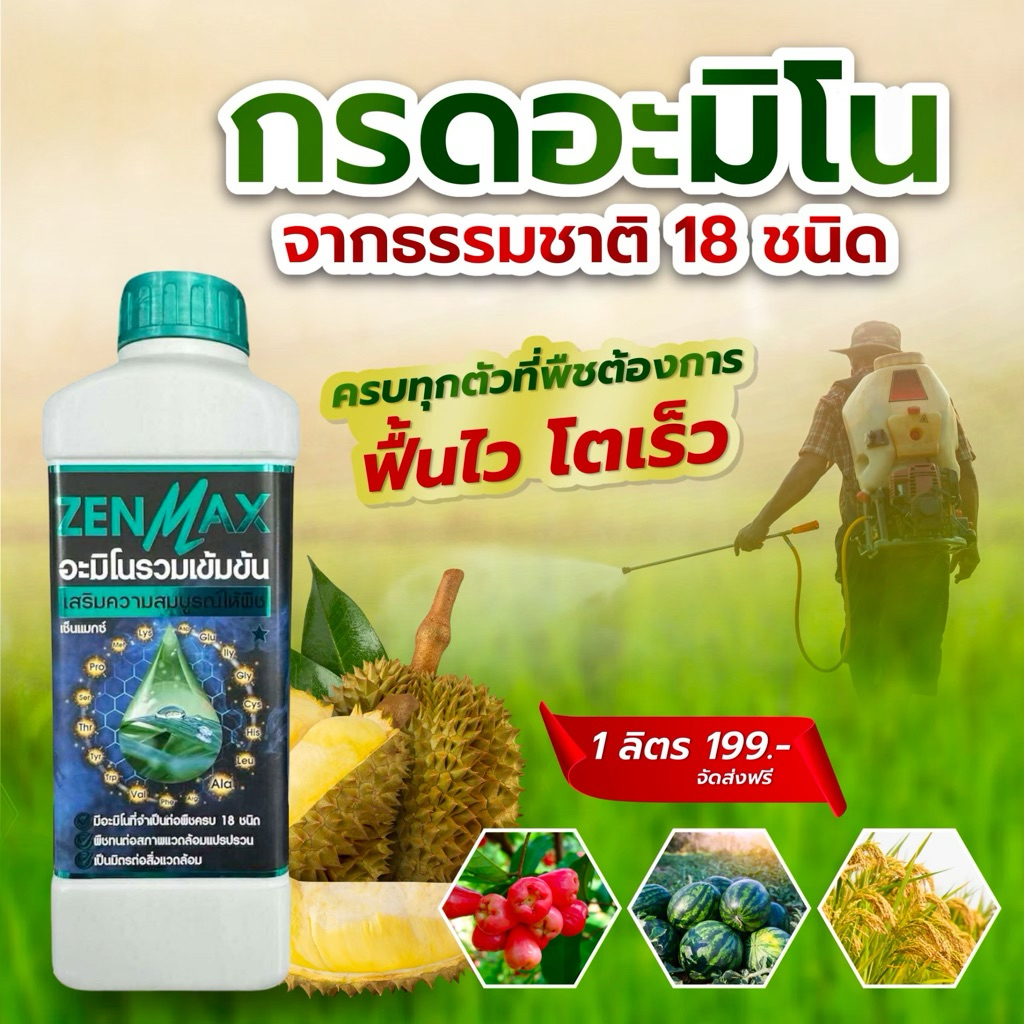 อะมิโนเข้มข้น 18 ชนิด  zenmax 1 ลิตร (1 ขวด)