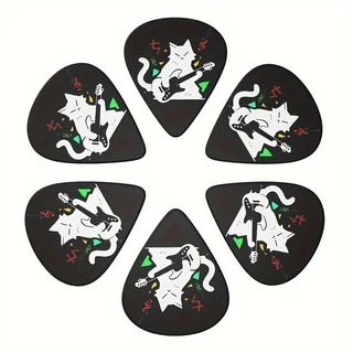 ปิ๊กกีต้าร์ ลายแมวเท่ๆ แพค 6 ชิ้น | Guitar Pick Cat Rock Design | ปิ๊กสีดำ ลายแมว เล่นกีต้าร์เท่ๆ สไตล์ร็อค