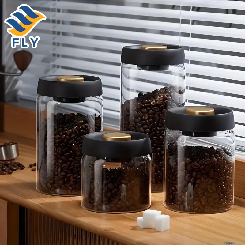 【FLY】ขวดแก้วสูญญากาศ 500/900/1200/1800ML ถังเก็บเมล็ดกาแฟกันน้ำถังสูญญากาศ