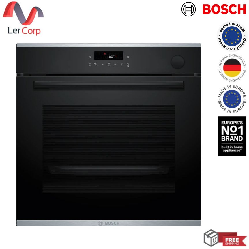 (Bosch) ซีรี่ 4 เตาอบผสมระบบไอน้ำแบบติดตั้งฝัง 60 x 60 cm HRG232EB3 สีดำ