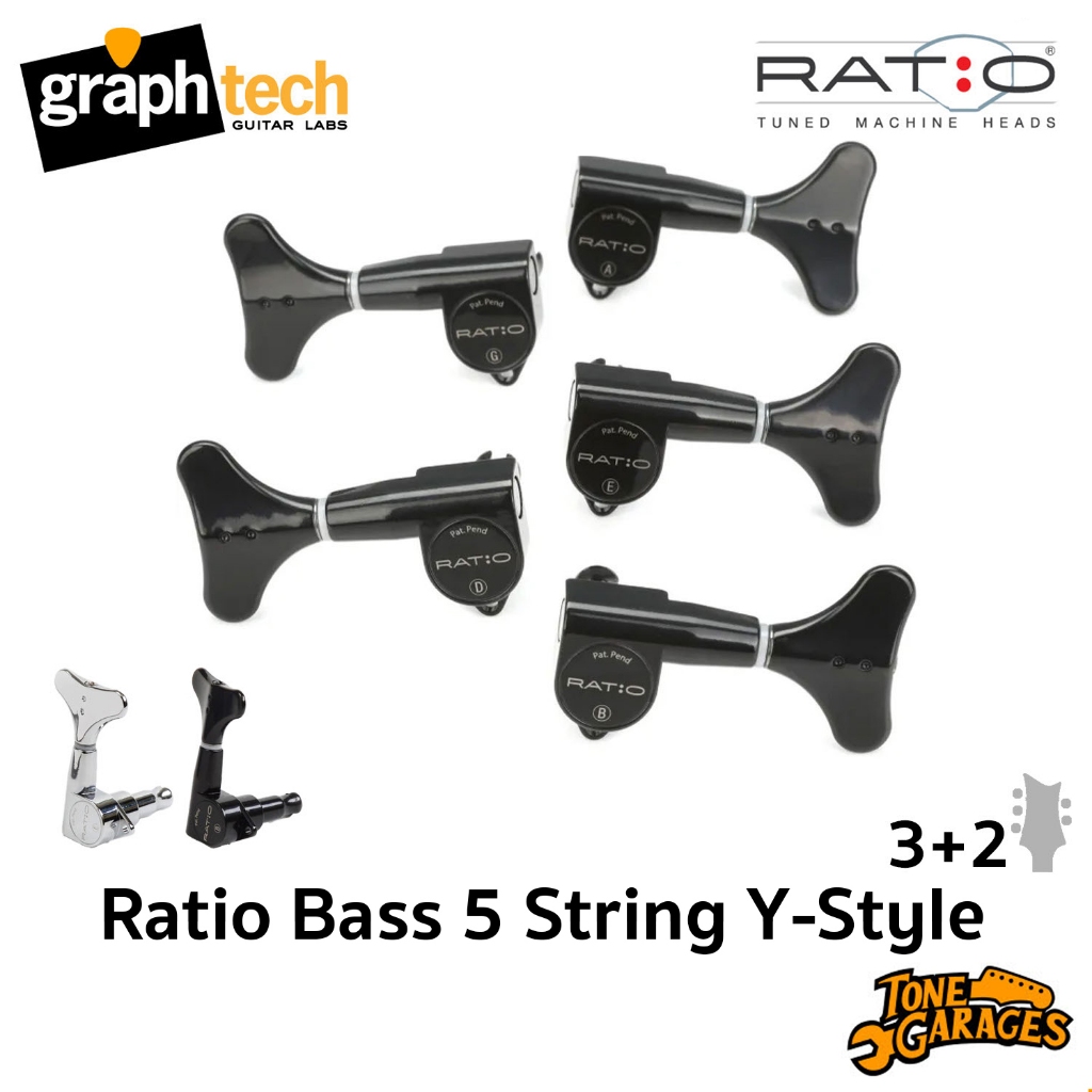 Graph Tech  Ratio Bass 5 String (3+2) Y-Style Button Machine Head PRB-5320 ลูกบิดเบส 5 สาย หางปลา