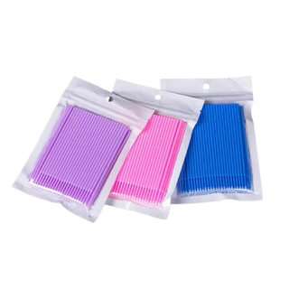 แปรงไมโครบรัช งอได้ ใช้แล้วทิ้ง สีชมพู แพ็ค 100 ชิ้น/ห่อ สินค้าพร้อมส่ง