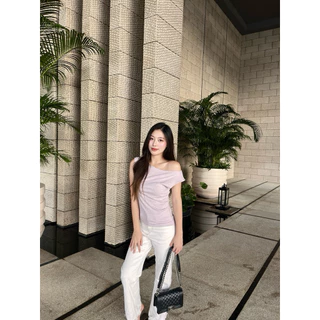 nina top by shewear.bkk เสื้อไหล่ตก ปาดไหล่ ผ้ายืดนุ่มสบาย มีglitter