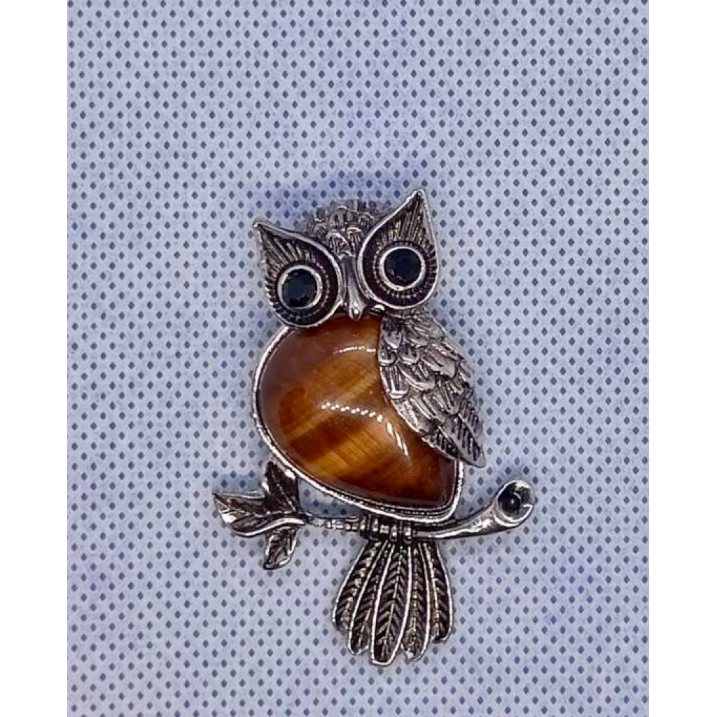 จี้หินธรรมชาติ Tiger’s eye รูปนกฮูก