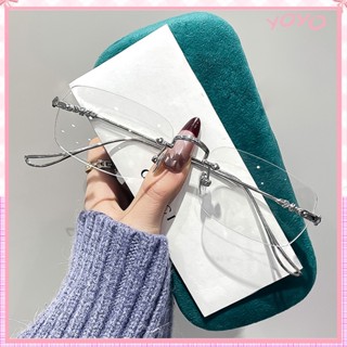 [จัดส่งรวดเร็วจากกรุงเทพ] แว่นตาไร้ขอบสีเงินใหม่สำหรับผู้หญิ…