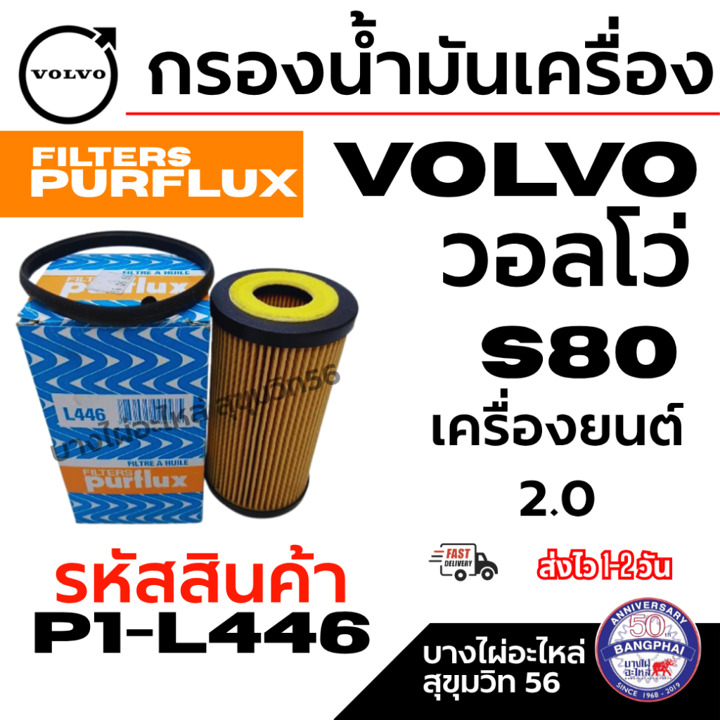 VOLVO วอลโว่ กรองน้ำมันเครื่อง S80 เครื่องยนต์ 2.0 รหัสสินค้า P1-L446