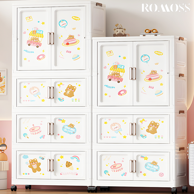 ROMOSS พับได้ ตู้เสื้อผ้าเด็ก【70/80cm】ตู้เสื้อผ้า ตู้เก็บของ ความจุสูง ติดตั้งง่าย