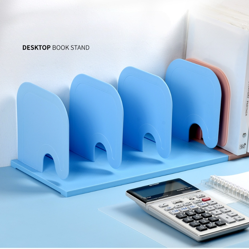 Bookends3ตารางที่วางหนังสือพาร์ทิชันแบบพกพา ขาตั้งชั้นวางหนังสือ วางแฟ้มเดสก์ท็อปพลาสติกหนาเรียบง่ายองค์กรเดสก์ท็อป