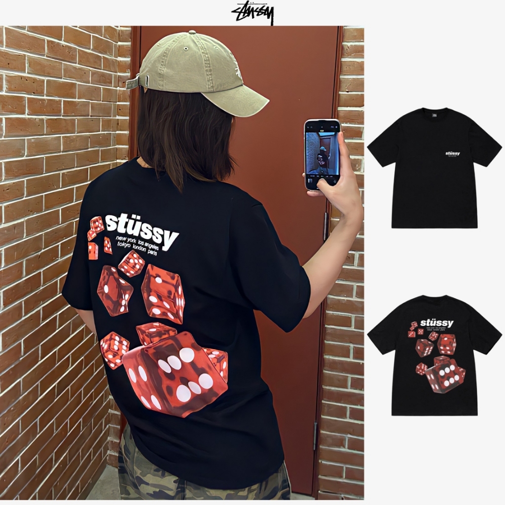 New เสื้อยืด Stussy แท้ Rollers Tee Black/White
