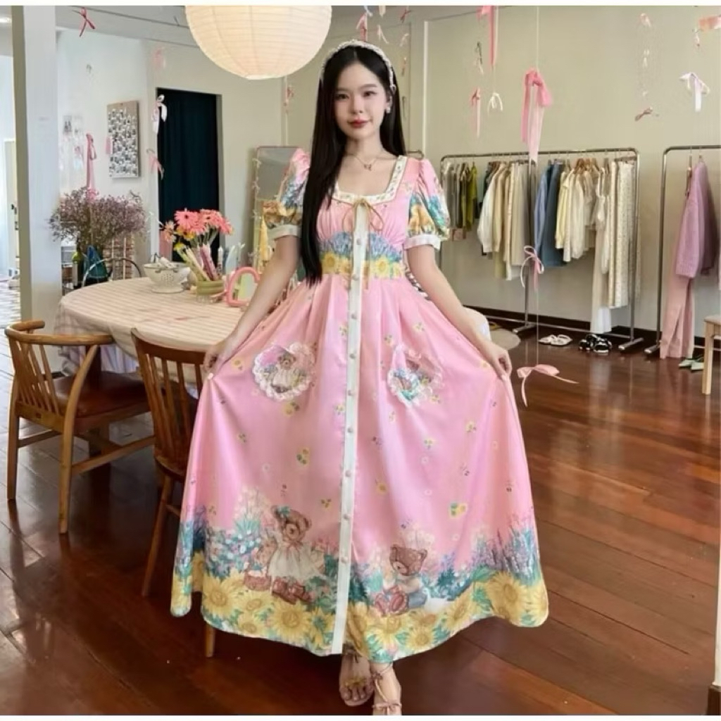 BLT brand  เดรสยาวชมพู มือสองไซส์ L 🍓