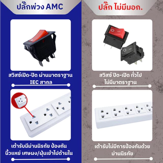 AMC ปลั๊กพ่วง รุ่น 4 ช่อง ยาว 1-5 เมตร มาตราฐาน มอก. ปลั๊กไฟ (รับประกัน 2 ปี) E14XX
