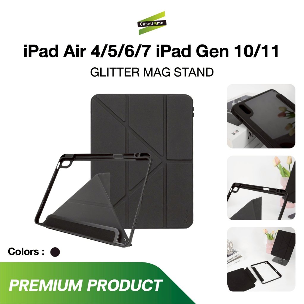 Gizmo รุ่น Air 4/5/6/7 / Pro11 / Gen10/11 เคสฝาพับ ถอดฝาได้ มีช่องใส่ปากกา สีดำ หลังใส เคส New Jerse