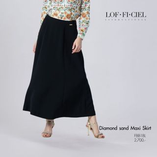 LOF-FI-CIEL กระโปรงยาว ไดมอน แซนด์ มีกระเป๋าข้าง สีดำ FBB1BL