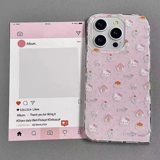 การ์ตูนคิตตี้แมวเมโลดี้โบว์น่ารักกราฟิติ เคส IPhone 11 15 13 14 16 12 Pro Max 7Plus 8 X XR 6 15 16 14 Plus XS Max SE