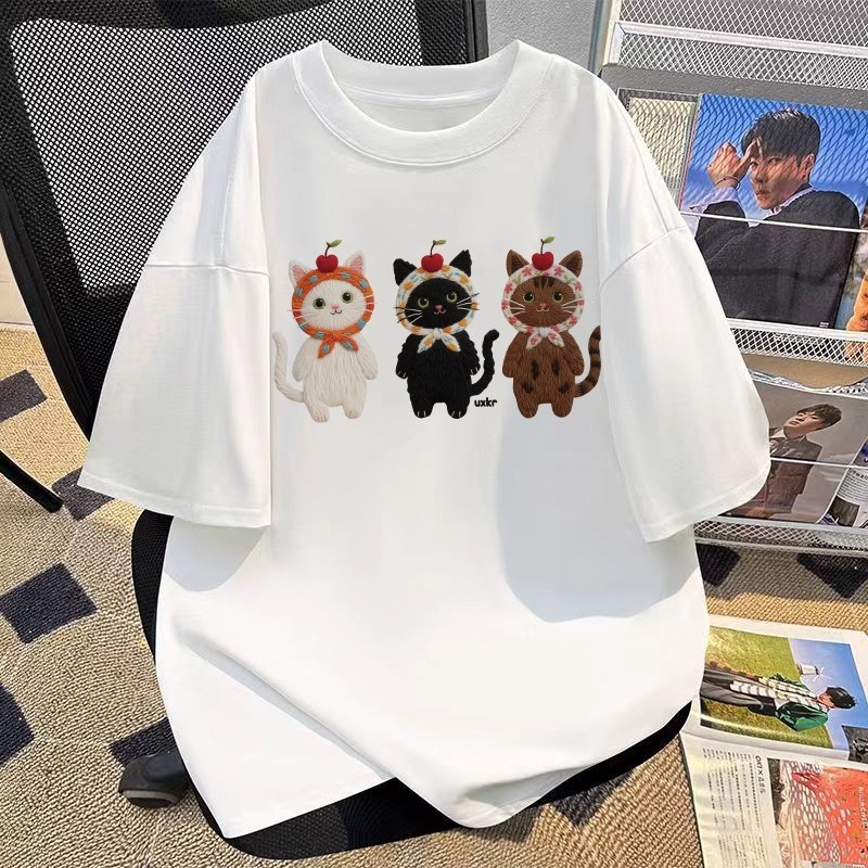 เสื้อยืดนักเรียนมัธยม ใหม่ล่าสุด💕ลายสาวแฟชั่น แขนสั้น คอกลม เสื้อยืด ทรงหลวม TTY-TTY