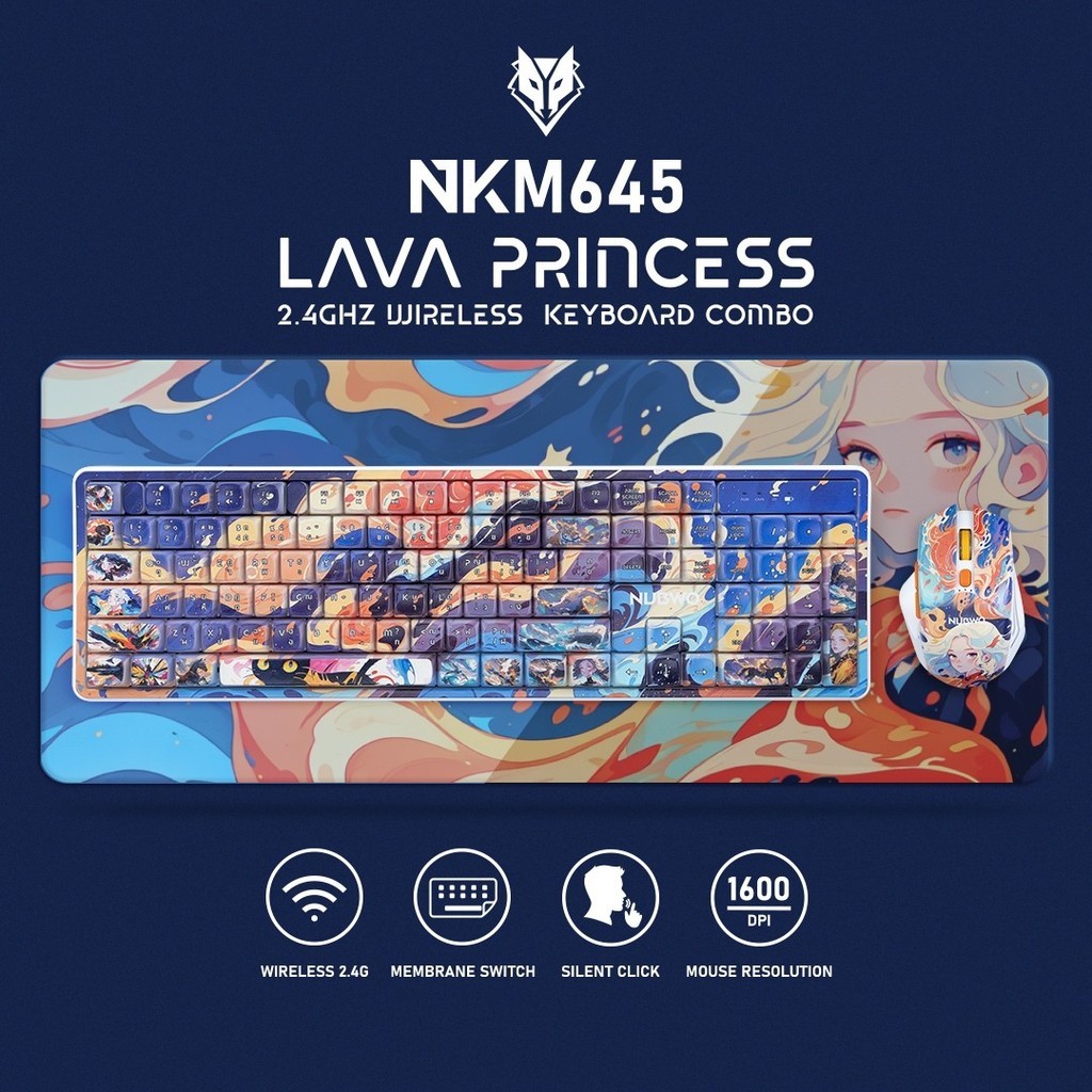 Nubwo NKM-645 Keyboard+Mouse Wireless RubberDomeSwitch คีย์บอร์ดชุดเมาส์คีย์บอร์ดไร้สาย