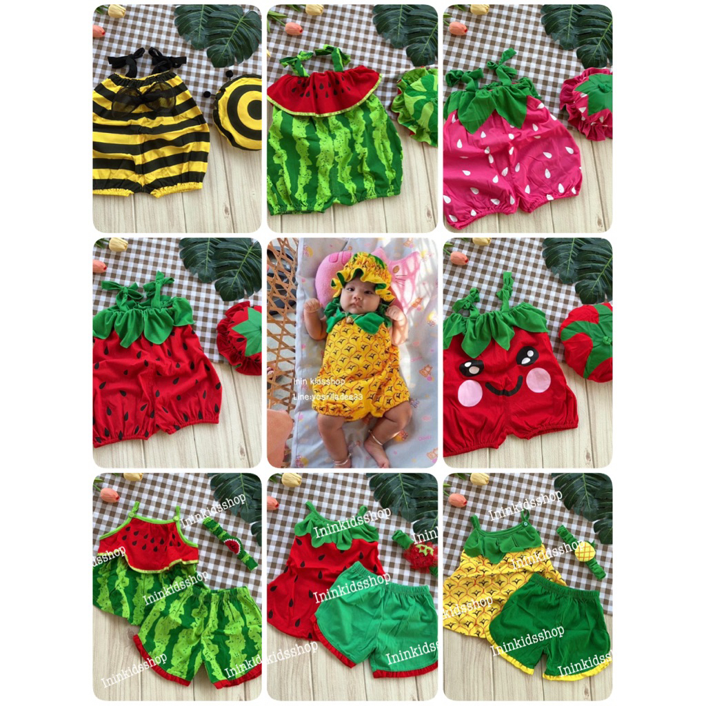 ชุดเอี๊ยมแฟนซี ชุดแฟนซีเด็ก ชุดเด็กทารก ชุดทารกแรกเกิด ชุดผลไม้ ชุดฟักทอง ชุดมะเขือเทศ ชุดเต่าทอง ชุดสัปรด ชุดสตอเบอรี่