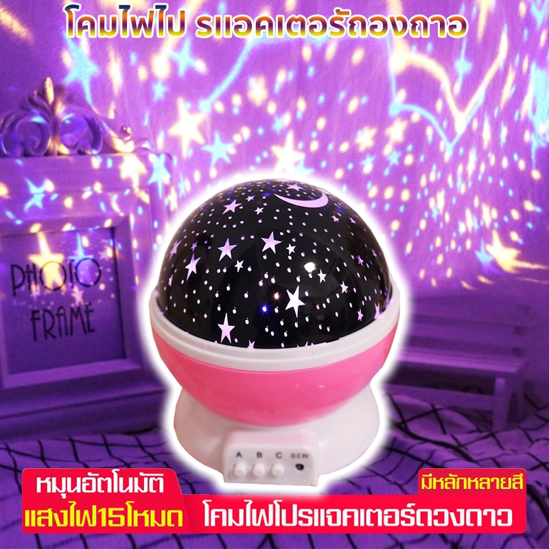 ไฟตกแต่ง รูปดาว หมุนได้ LED RGB โปรเจคเตอร์หลากสีสำหรับห้องนั่งเล่นและโคมไฟบรรยากาศข้างเตียง