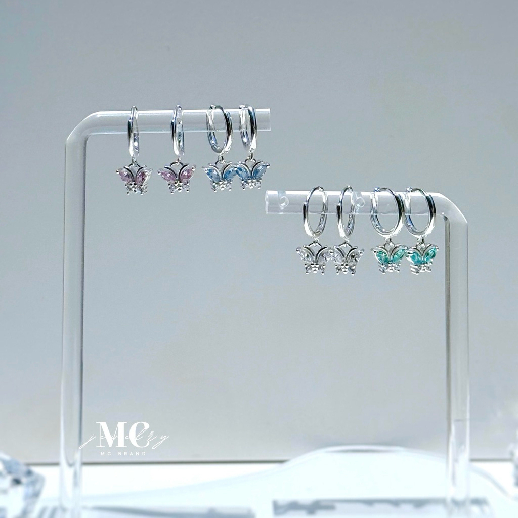 MCbrand.Jew🤍 ต่างหูห่วงเงินเเท้ 92.5% ✨ รุ่น Butterfly Hoop 🦋✨ ไม่ลอกไม่แพ้ใส่ติดตัวได้เลย ‼️ 💎มีใบรับประกันสินค้า💎