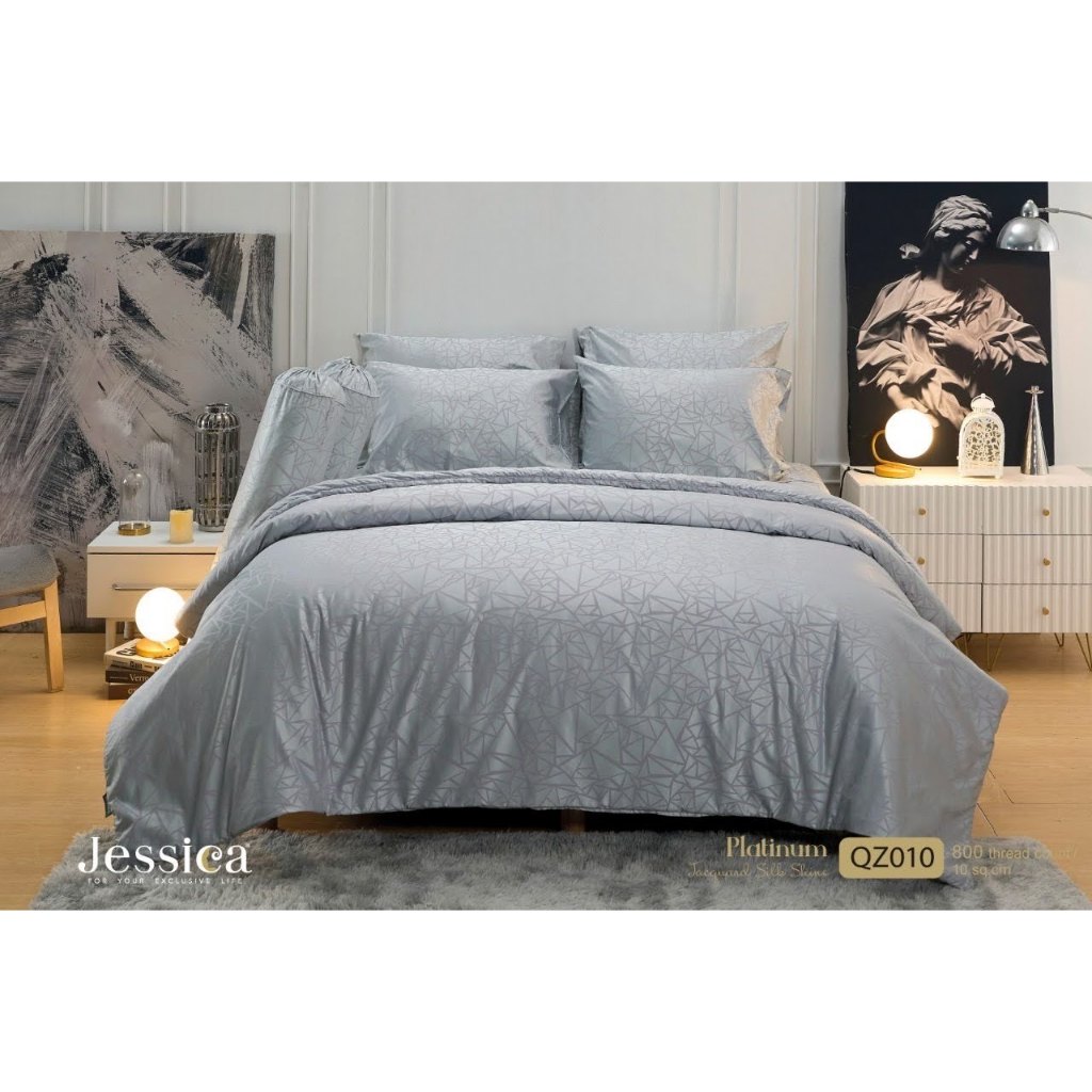 ลิขสิทธิ์แท้💯%ทอ800เส้นด้าย QZ010 Jessica Platinum Silk Shineชุดเครื่องนอนเจสซิก้า แจ็คการ์ด แพทตินั