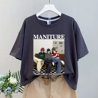 เสื้อครอปสาวอวบไซส์ใหญ่ oversize เสื้อผ้าวัยรุ่นน่ารักๆ เสื้อยืดแฟชั่นผู้หญิงกําลังฮิตใหม่ล่าสุด สกรีนลายวินเทจ เกาหลี