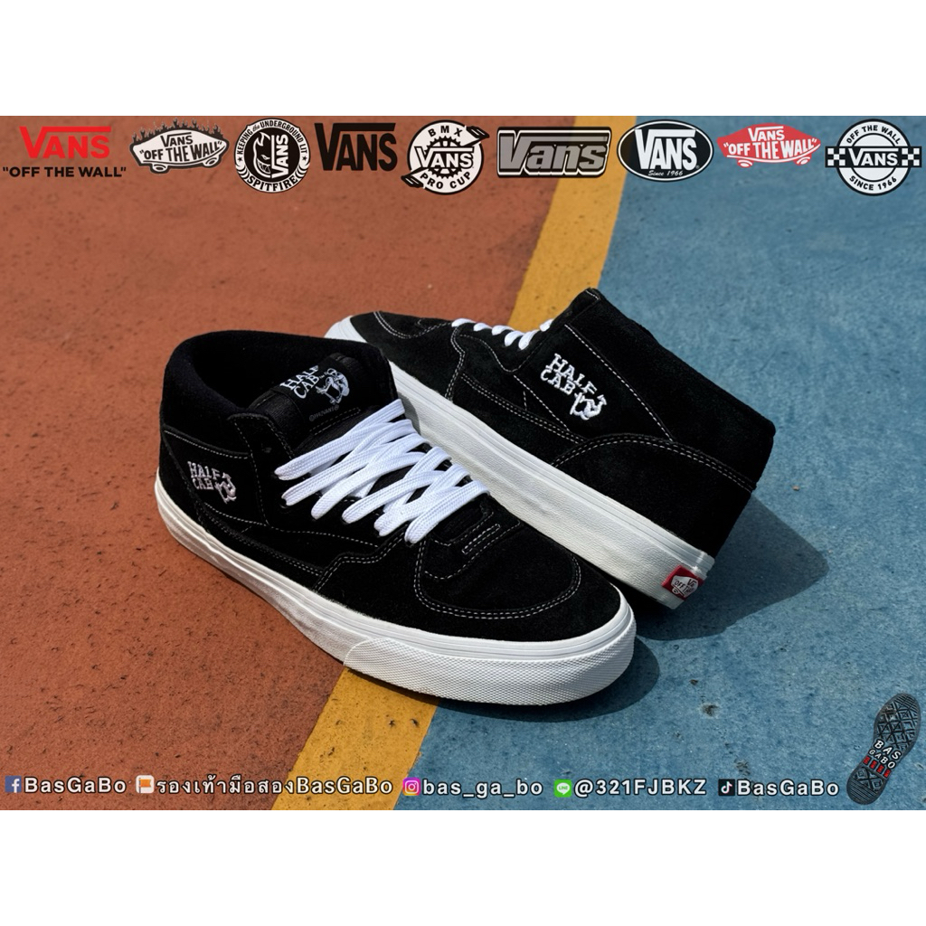 VANS HALF CAB SNEAKERS BLACK - WHITE รองเท้ามือสอง รองเท้ามือสองของแท้ Vansมือสอง รองเท้าVans รองเท้