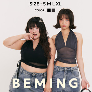 Bemingtop929(S-XL)-Mara Halter Top เสื้อคล้องคอดีเทลรอบเอวด้…