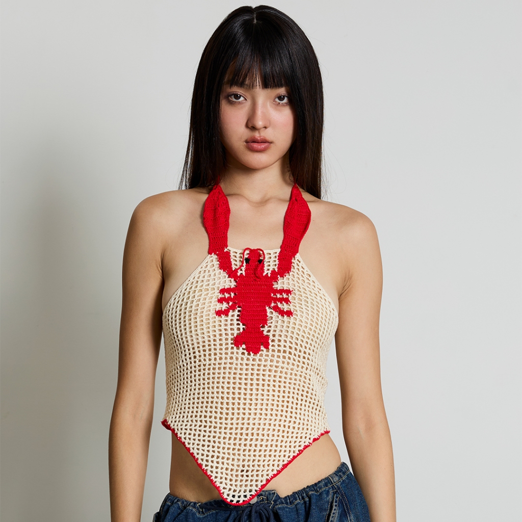 BLACKDOG BKK -  Crayfish crochet top   เสื้อถักมือลายกุ้ง - BD2513