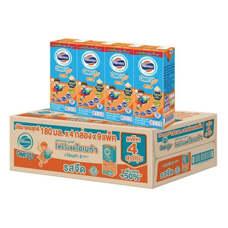 ยกลังราคาสุกคุ้ม นม Foremost โฟร์โมสต์ โอเมก้า 369 นมยูเอชที รสจืด 180 มล. x 36 กล่อง
