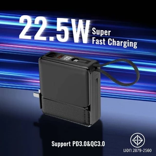 💥ประกัน 5 ปี💥แบตสำรอง 30000mAh PD22.5W มีสายชาร์จและปลั๊กในตัว ชาร์จเร็ว ไม่ทำให้มือถือเสียหาย พาวเวอร์แบงค์ Powerbank