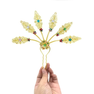 Vintage jewelry เครื่องประดับผม ชุดไทย ปิ่นปักผมออเจ้า สีทอง หลายสไตล์ ปิ่นปักผมใบไม้