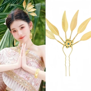 Vintage jewelry เครื่องประดับผม ชุดไทย ปิ่นปักผมออเจ้า สีทอง หลายสไตล์ ปิ่นปักผมใบไม้