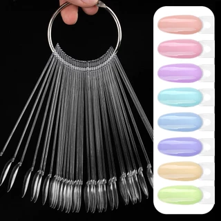 Nail.Girl แผงทาสีตัวอย่างสีเล็บ ชาร์ตโชว์สีเล็บ ทรงพัด สไตล์หัวแบน/สไตล์หัวกลม 50 ชิ้น/ชุด ชาร์ตเล็บ ให้ลูกค้าเลือกสี