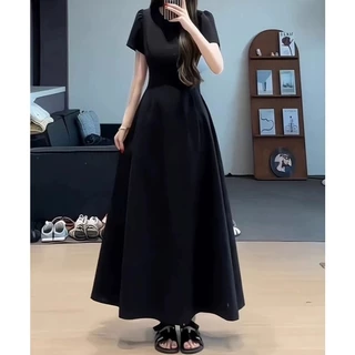 【EVIOVIO】S-6XL กระโปรงทรงเอสไตล์ฝรั่งเศส คอกลม เรียบหรูดูดี มีระดับ เข้ารูป ชุดเดรสผู้หญิงพลัสไซส์ ชุดไปงานแต่ง พร้อมส่ง