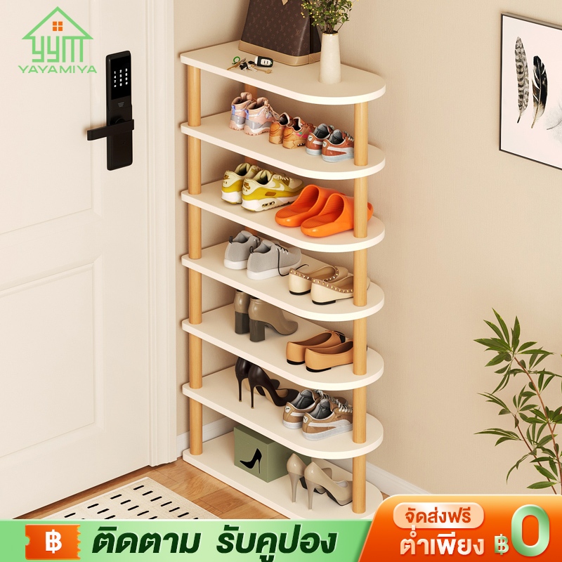 YYM ชั้นวางรองเท้า 5/6ชั้น ชั้นรองเท้า ชั้นวางของ โครงสร้างสามเหลี่ยมแข็งแรง เก๋และสวยงาม วางได้ 12ค