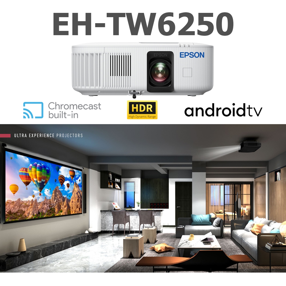 Projector Epson EH-TW6250 2800 1080p เครื่องฉายภาพ โปรเจคเตอร์ 3LCD Home cinema Built-in Android TV 