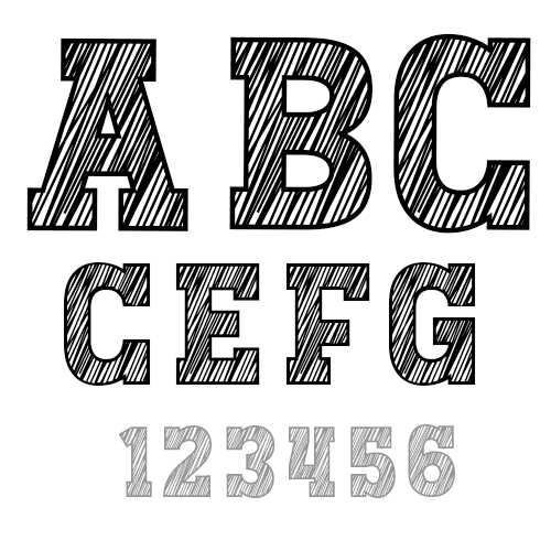 ตัวรีดติดเสื้อ Sketch-Chalk อักษร 0-9 และ อักษร A-Z สีดำ F.75 ฟอนต์ลายเส้นช  รีดติดทุกเนื้อผ้า