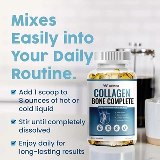 Wellness Collagen Bone Complete With Calcium,Magnesium D3 K2 การเจริญเติบโตของกระดูกและการดูดซึมแคลเซียม 120pcs