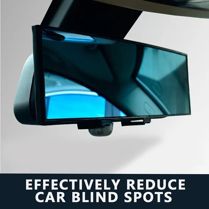 กระจกมองหลังรถยนต์ ป้องกันแสงสะท้อน กระจกโค้งสีน้ำเงิน HD มุมมองภาพขยาย ขับขี่ปลอดภัย 300MM - รูปที่ 3