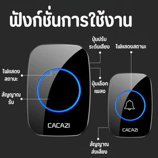 กริ่ง กริ่งประตู กระดิ่งอัตโนมัติ กริงประตูไร้สาย กระดิ่งไร้สาย เสียงดังระยะไกล 300เมตร ออดหน้าบ้าน ออดประตู การใช้งานย